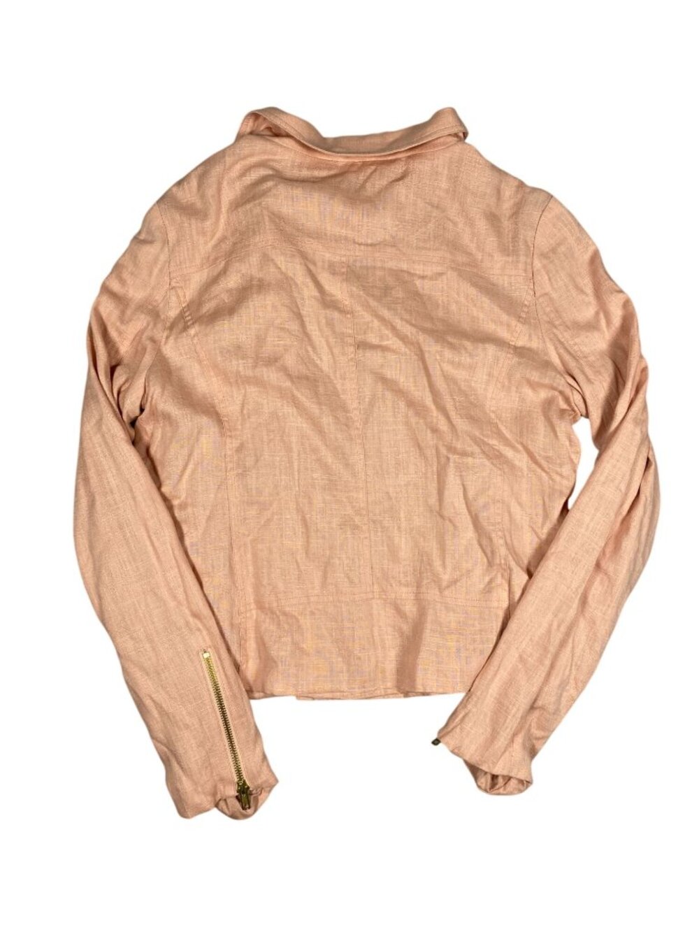 Louella Rose Womens L Pink Linen Blend Moto Jacket L Zipper Collared Lightweight - Picture 3 of 7